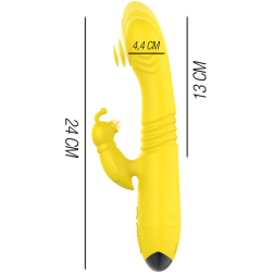 INTENSE - TOKY MULTIFUNKTIONSVIBRATOR UP & DOWN MIT KLITORELSTIMULATOR GELB – Produktansicht 3