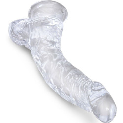 KING COCK - CLEAR REALISTISCH GEBOGENER PENIS MIT 16.5 CM TRANSPARENTEN EIEREN – Produktansicht 2