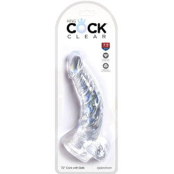 KING COCK - CLEAR REALISTISCH GEBOGENER PENIS MIT 16.5 CM TRANSPARENTEN EIEREN – Produktansicht 4