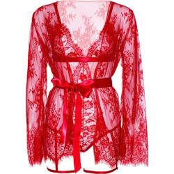 LEG AVENUE - 86123 TEDDY- UND STRUMPFBAND-BADEMANTEL-SET, ROT, GRÖSSE – Produktansicht 7