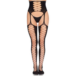 LEG AVENUE - 1968 STRÜMPFE MIT ANGENÄHTEM STRUMPFHALTER, SCHWARZ - EINHEITSGRÖSSE