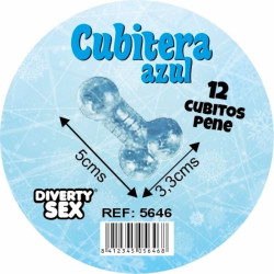 DIABLO PICANTE - 12 PENISSE AUS HARTEM SILIKON, HÄNGENDER EIS-EISEROCKEN, BLAU