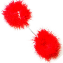 SECRETPLAY - ROTE MARABOU-HANDSCHELLEN – Produktansicht 3