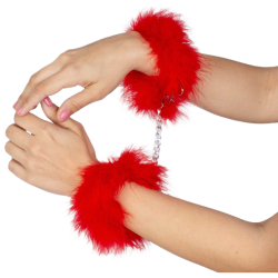 SECRETPLAY - ROTE MARABOU-HANDSCHELLEN – Produktansicht 4