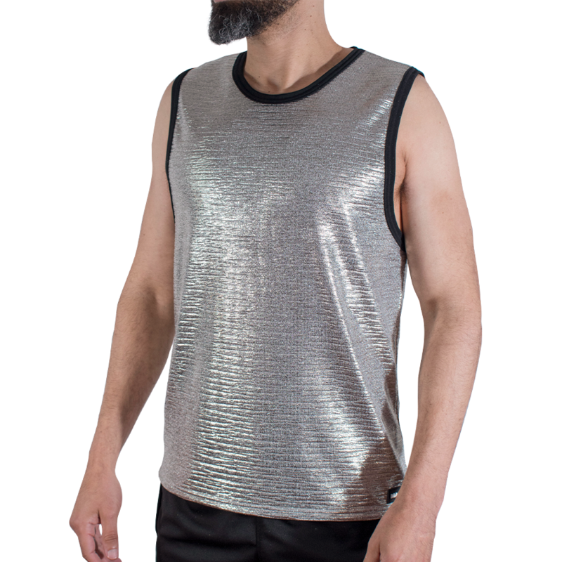 MACHO - T-SHIRT MIT FEINEM GLITZER, GRÖSSE S/M – 2