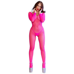 CHILIROSE - CR 4894 NEON PINK MESH BODYSTOCKING S/M – Produktansicht 5