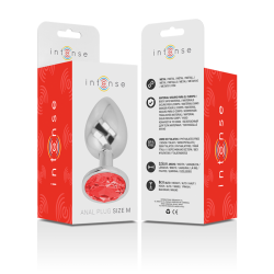 INTENSE - METALL-ANALSTECKER MIT ROTEN KRISTALL GRÖSSE M – Produktansicht 6
