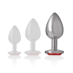 INTENSE - ANALPLUG AUS ALUMINIUMMETALL MIT ROTEM KRISTALL, GRÖSSE L – Produktansicht 5