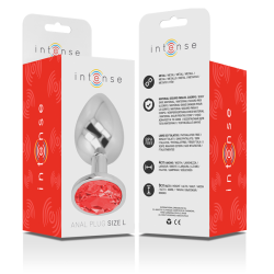 INTENSE - ANALPLUG AUS ALUMINIUMMETALL MIT ROTEM KRISTALL, GRÖSSE L – Produktansicht 6