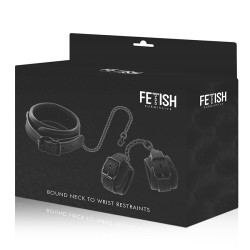 FETISH SUBMISSIVE - KRAGEN UND HANDGELENKBNDCHEN VEGANES LEDER MIT NEOPRENFUTTER – Produktansicht 10