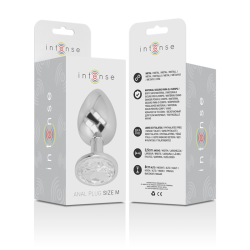 INTENSE - ALUMINIUM-METALL-ANALSPLUG MIT SILBERNEM KRISTALL, GRÖSSE M – Produktansicht 5