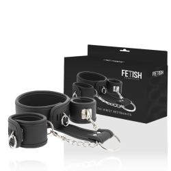 FETISH SUBMISSIVE - LEDER UND HANDSCHELLEN VEGANES LEDER MIT NEOPRENFUTTER – Produktansicht 2