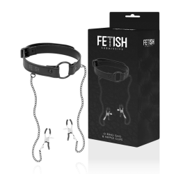 FETISH SUBMISSIVE - KNEBELRING MIT NIPPELKLEMMEN – Produktansicht 2