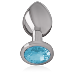 INTENSE - ANALPLUG AUS ALUMINIUMMETALL MIT BLAUEM GLAS, GRÖSSE M – Produktansicht 2