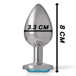 INTENSE - ANALPLUG AUS ALUMINIUMMETALL MIT BLAUEM GLAS, GRÖSSE M – Produktansicht 4
