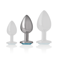 INTENSE - ANALPLUG AUS ALUMINIUMMETALL MIT BLAUEM GLAS, GRÖSSE M – Produktansicht 5
