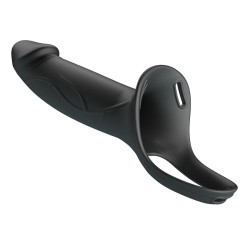 PRETTY LOVE - LANDON BLACK VIBRATING STRAP-ON – Produktansicht 4