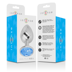 INTENSE - ANALPLUG AUS ALUMINIUMMETALL MIT BLAUEM KRISTALL, GRÖSSE L – Produktansicht 6