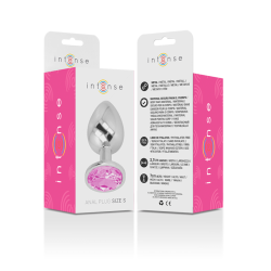 INTENSE - ALUMINIUMMETALL-ANALSPLUG MIT ROSAFARBENEM KRISTALL, GRÖSSE S – Produktansicht 6