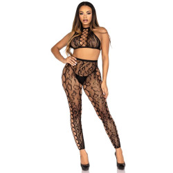 LEG AVENUE - 89372 CROP-TOP- UND SCHRITTLOSE STRUMPFHOSE, SCHWARZ - EINHEITSGRÖSSE – Produktansicht 4