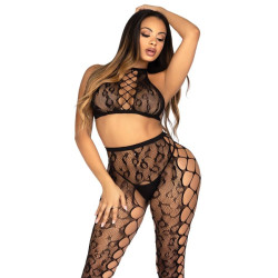 LEG AVENUE - 89372 CROP-TOP- UND SCHRITTLOSE STRUMPFHOSE, SCHWARZ - EINHEITSGRÖSSE – Produktansicht 5