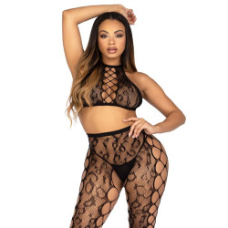 LEG AVENUE - 89372 CROP-TOP- UND SCHRITTLOSE STRUMPFHOSE, SCHWARZ - EINHEITSGRÖSSE – Produktansicht 6