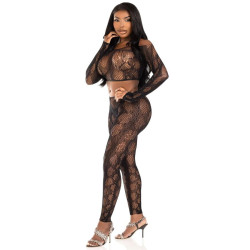 LEG AVENUE - 89373 PYTHON-CROP-TOP & FUSSLOSE STRUMPFHOSE SCHWARZ - EINHEITSGRÖSSE – Produktansicht 3