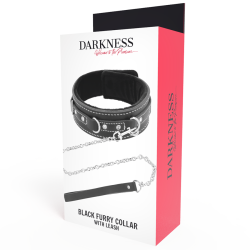 DARKNESS - HOCHWERTIGE LEDER-HALSKETTE MIT LEINE – Produktansicht 5