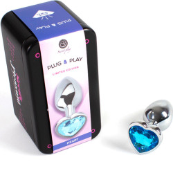 SECRETPLAY - BUTT PLUG AUS METALL, BLAUES HERZ, KLEINE GRÖSSE 7 CM – Produktansicht 2