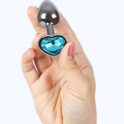 SECRETPLAY - BUTT PLUG AUS METALL, BLAUES HERZ, KLEINE GRÖSSE 7 CM – Produktansicht 3
