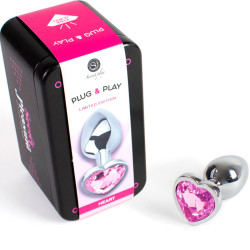 SECRETPLAY - BUTT PLUG AUS METALL FUCHSIA HERZ KLEINE GRÖSSE 7 CM – Produktansicht 2