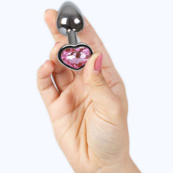 SECRETPLAY - BUTT PLUG AUS METALL FUCHSIA HERZ KLEINE GRÖSSE 7 CM – Produktansicht 3