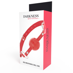 DARKNESS - ROTER, ATMUNGSAKTIVER KNEBEL – Produktansicht 4