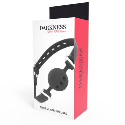 DARKNESS - SCHWARZER ATMUNGSAKTIVER SILIKON-KNEBEL – Produktansicht 4