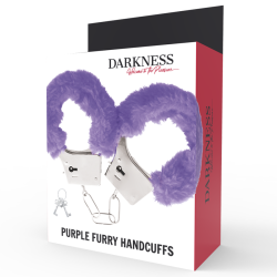 DARKNESS - HANDSCHELLEN AUS METALL MIT LILA GEFÜTTERT – Produktansicht 3