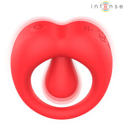 INTENSE - RUSSELL ANILLO VIBRADOR CON ESTIMULACIÓN DE CLÍTORIS ROJO – Produktansicht 6