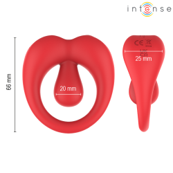INTENSE - RUSSELL ANILLO VIBRADOR CON ESTIMULACIÓN DE CLÍTORIS ROJO – Produktansicht 7