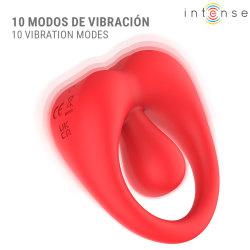 INTENSE - RUSSELL ANILLO VIBRADOR CON ESTIMULACIÓN DE CLÍTORIS ROJO – Produktansicht 8