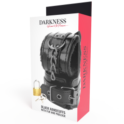 DARKNESS - SCHWARZE, VERSTELLBARE LEDERHANDSCHELLEN MIT VORHNGESCHLOSS – Produktansicht 6