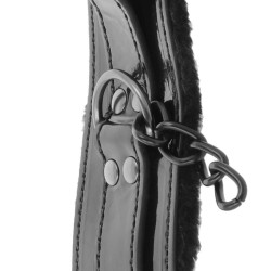 DARKNESS - VERSTELLBARE HANDSCHELLEN AUS SCHWARZEM LEDER MIT VORHNGESCHLOSS – Produktansicht 4