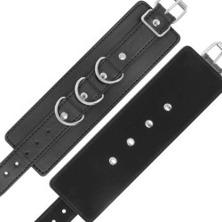 DARKNESS - SCHWARZE VERSTELLBARE LEDER-KNÖCHEL-HANDSCHELLEN – Produktansicht 6