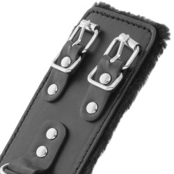 DARKNESS - SCHWARZE, VERSTELLBARE LEDERHANDSCHELLEN MIT FUTTER – Produktansicht 4