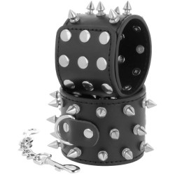 DARKNESS - SKULLS AND BONES SCHWARZE HANDSCHELLEN MIT SPIKES – Produktansicht 2