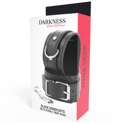 DARKNESS - SCHWARZE VERSTELLBARE HANDSCHELLEN MIT DOPPELTEM VERSTÄRKUNGSBAND – Produktansicht 6