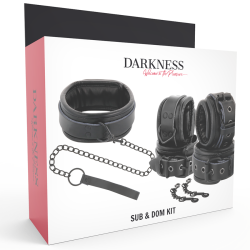 DARKNESS - HANDSCHELLEN UND KRAGEN AUS SCHWARZEM LEDER – Produktansicht 10