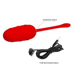 PRETTY LOVE - VIBRIERENDES EI MIT ROTER WIEDERAUFLADBARER MEERESTEXTUR – Produktansicht 9