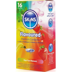 SKINS - PREMIUM-KONDOME MIT VERSCHIEDENEN GESCHMACKSRICHTUNGEN, 16ER-PACK – Produktansicht 2