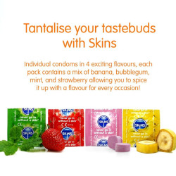 SKINS - PREMIUM-KONDOME MIT VERSCHIEDENEN GESCHMACKSRICHTUNGEN, 8ER-PACK – Produktansicht 3