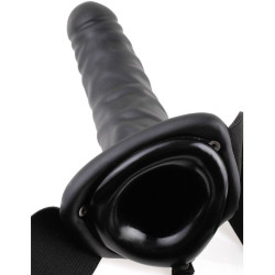 FETISH FANTASY SERIES - 19 CM VIBRIERENDER HOHL-STRAP-ON SCHWARZ – Produktansicht 4