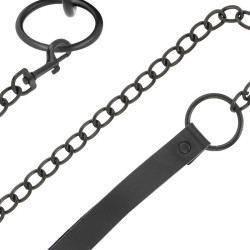 DARKNESS - DÜNNES SCHWARZES VOLLHALSHALSBAND MIT LEINE – Produktansicht 4